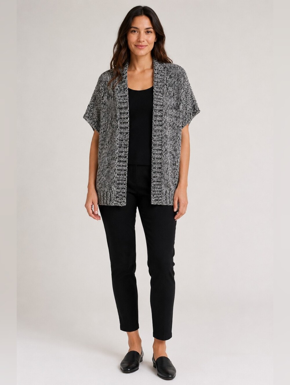 Eileen Fisher Medium Organic Linen Cotton Open Knit Cardigan
